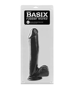 Basix Rubber Works 12 In. Dong With Balls & Suction Cup Black