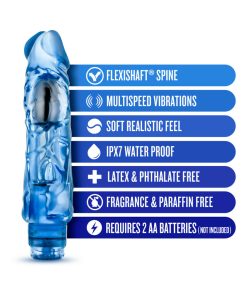 Naturally Yours Wild Ride Realistic 9 In. Vibrating Dildo Blue