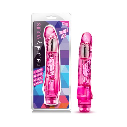 Naturally Yours Mambo Vibe Realistic 9 In. Vibrating Dildo Pink