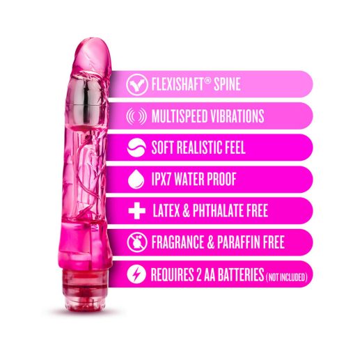 Naturally Yours Mambo Vibe Realistic 9 In. Vibrating Dildo Pink - Image 6