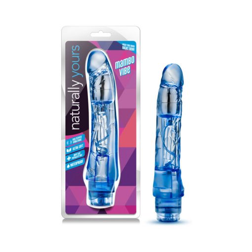 Naturally Yours Mambo Vibe Realistic 9 In. Vibrating Dildo Blue