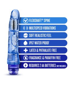Naturally Yours Mambo Vibe Realistic 9 In. Vibrating Dildo Blue