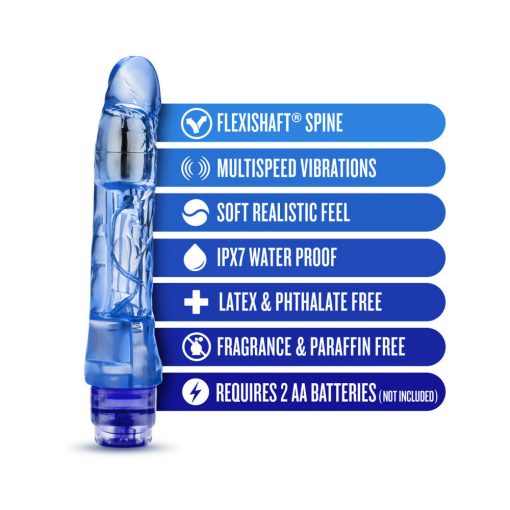 Naturally Yours Mambo Vibe Realistic 9 In. Vibrating Dildo Blue - Image 6