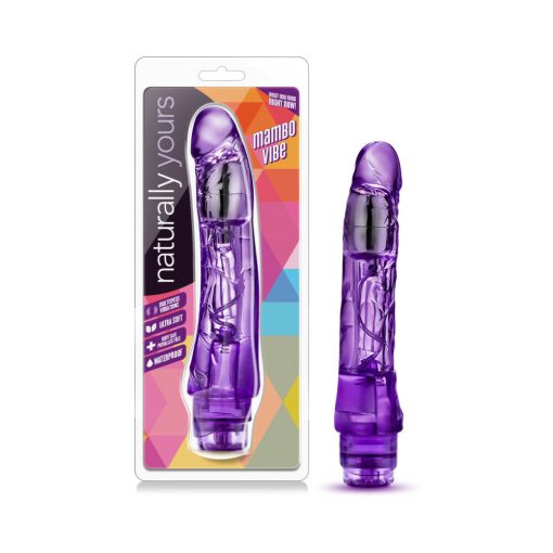 Naturally Yours Mambo Vibe Realistic 9 In. Vibrating Dildo Purple