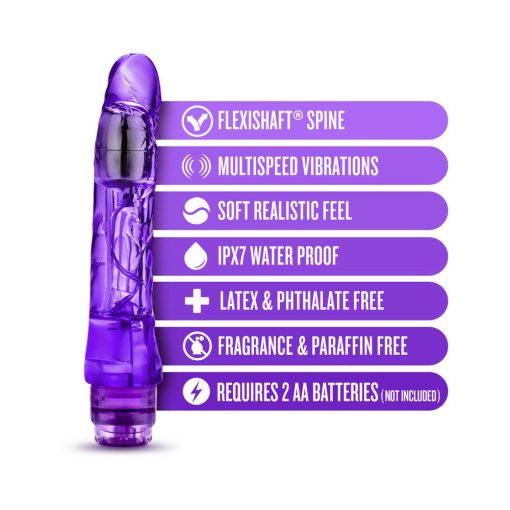 Naturally Yours Mambo Vibe Realistic 9 In. Vibrating Dildo Purple - Image 6