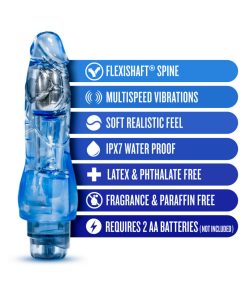 Naturally Yours Fantasy Vibe Realistic 8.5 In. Vibrating Dildo Blue