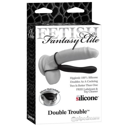 Fetish Fantasy Elite Double Trouble 6 In. Silicone Dual-Entry Strap-On Dildo Black