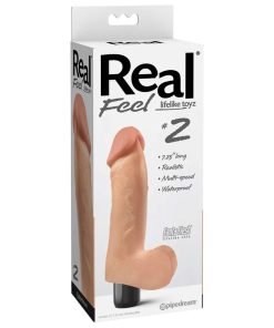 Real Feel Lifelike Toyz No. 2 Realistic 7.25 In. Vibrating Dildo With Balls Beige