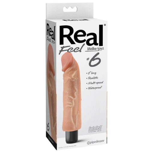 Real Feel Lifelike Toyz No. 6 Realistic 8 In. Vibrating Dildo Beige
