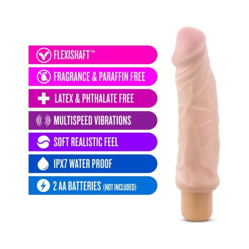 X5 Plus Hard On Realistic 9 In. Vibrating Dildo Beige - Image 5