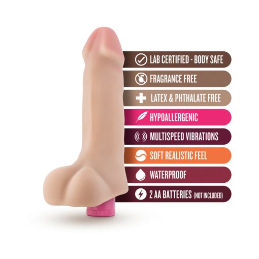 X5 Plus Realistic 7 In. Vibrating Dildo Beige - Image 5