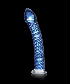 Icicles No. 29 Curved Textured 7.25 In. Glass Dildo Blue