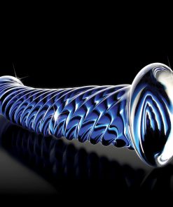 Icicles No. 29 Curved Textured 7.25 In. Glass Dildo Blue