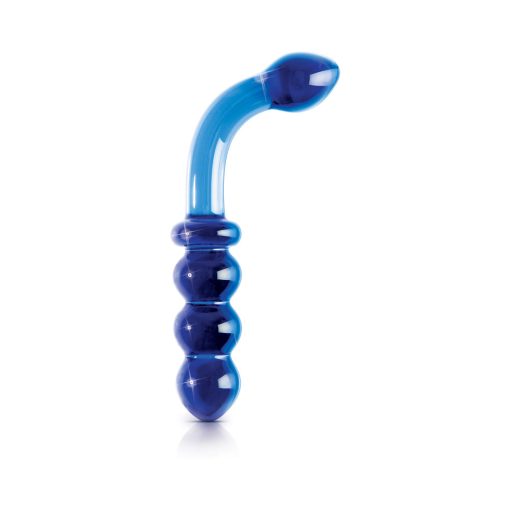 Icicles No. 31 Curved Beaded 7.25 In. Dual-Ended Glass Dildo Blue - Image 2