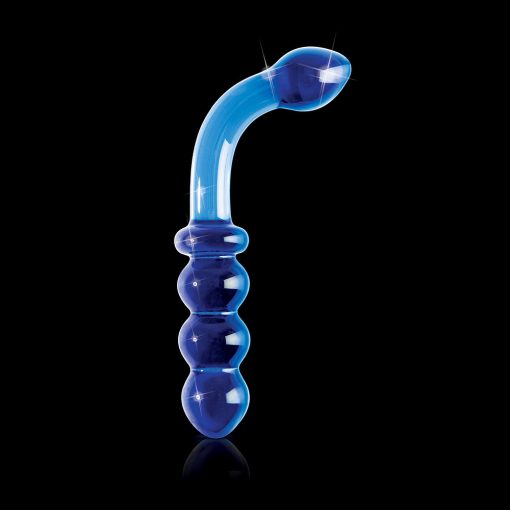Icicles No. 31 Curved Beaded 7.25 In. Dual-Ended Glass Dildo Blue - Image 3