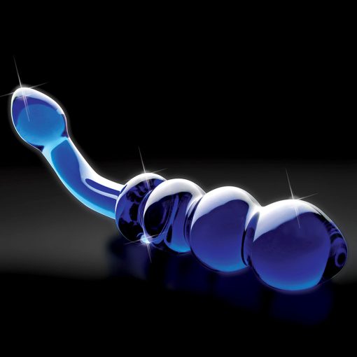 Icicles No. 31 Curved Beaded 7.25 In. Dual-Ended Glass Dildo Blue - Image 4