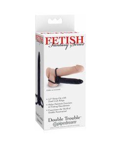 Fetish Fantasy Series Double Trouble Dual Cockring Strap-On With 5.5 In. Dildo Black
