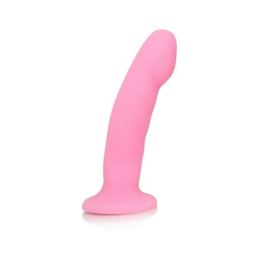 Luxe Cici 6.5 In. Curved Silicone Dildo Pink - Image 2