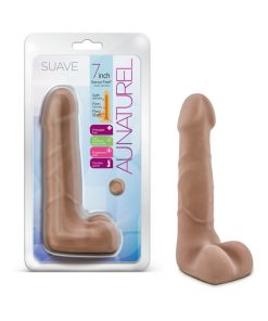 Au Naturel Suave 7 In. Posable Dual Density Dildo With Balls Tan