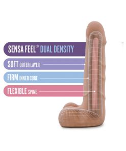 Au Naturel Suave 7 In. Posable Dual Density Dildo With Balls Tan