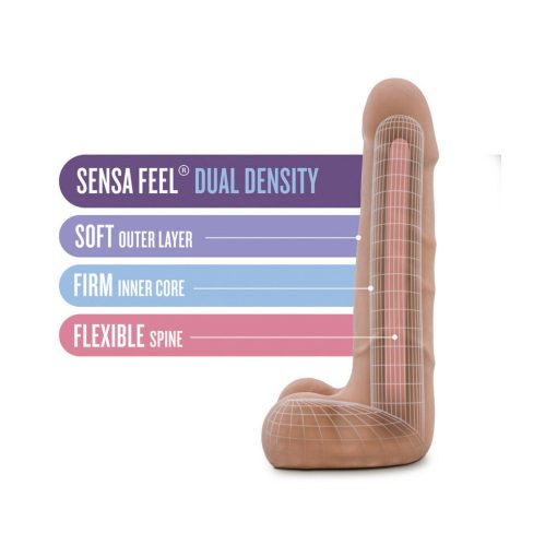 Au Naturel Suave 7 In. Posable Dual Density Dildo With Balls Tan - Image 7