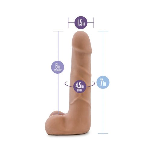 Au Naturel Suave 7 In. Posable Dual Density Dildo With Balls Tan - Image 9