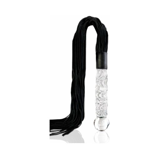 Icicles No. 38 Leather Flogger With Glass Handle Clear/Black - Image 2