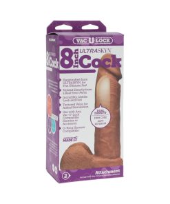 Vac-U-Lock - 8-Inch Ultraskyn Cock Brown