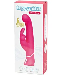 Rabbit vibrator – Happy Rabbit G-Spot Rechargeable Silicone Vibrator Pink, dual stim, waterproof, rechargeable