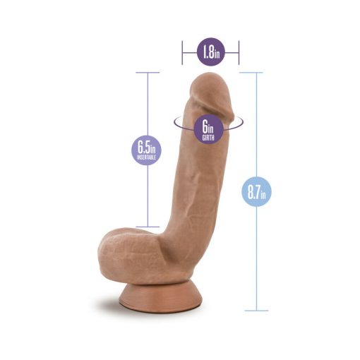 Au Naturel Macho 8.5 In. Posable Dual Density Dildo With Balls Tan - Image 9