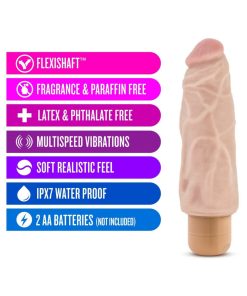 Dr. Skin Vibe 9 Realistic 7.5 In. Vibrating Dildo Beige
