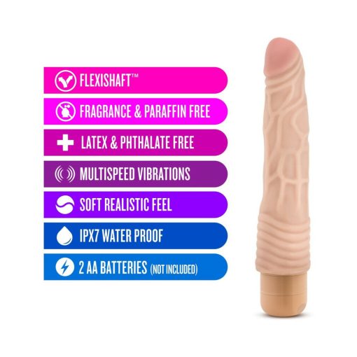 Dr. Skin Vibe 2 Realistic 9 In. Vibrating Dildo Beige - Image 6