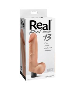 Real Feel Lifelike Toyz No. 13 Realistic 8 In. Vibrating Dildo With Balls Beige