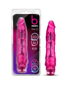 B Yours Vibe 1 Realistic 9 In. Vibrating Dildo Pink