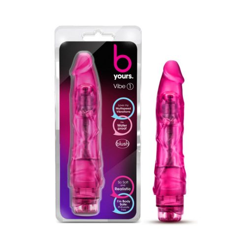 B Yours Vibe 1 Realistic 9 In. Vibrating Dildo Pink