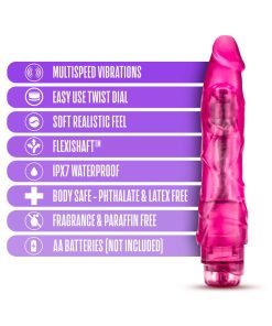B Yours Vibe 1 Realistic 9 In. Vibrating Dildo Pink