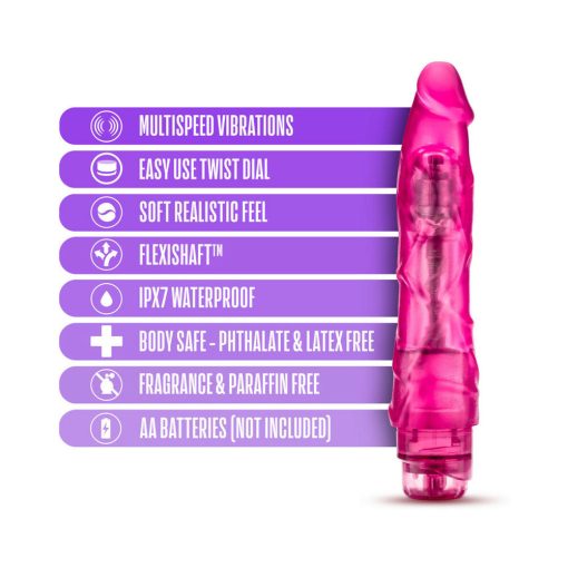 B Yours Vibe 1 Realistic 9 In. Vibrating Dildo Pink - Image 5