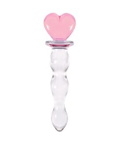 Crystal Heart Of Glass 6 In. Glass Dildo Pink/Clear