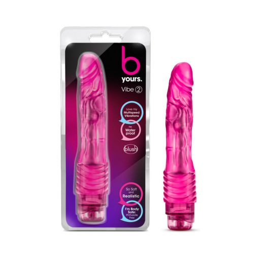 B Yours Vibe 2 Realistic 9 In. Vibrating Dildo Pink