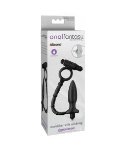 Anal Fantasy Collection Vibrating Silicone Ass-Kicker With Cockring Black