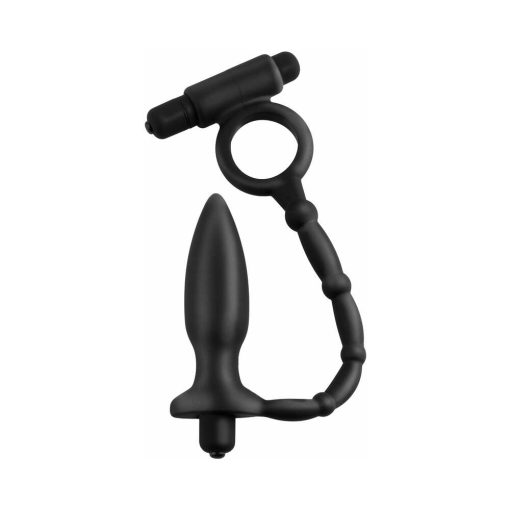Anal Fantasy Collection Vibrating Silicone Ass-Kicker With Cockring Black - Image 2