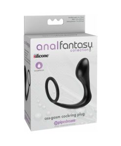 Anal Fantasy Collection Silicone Ass-Gasm Cockring Plug Black