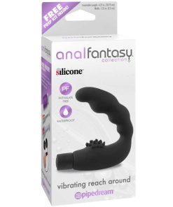Anal Fantasy Collection Silicone Vibrating Reach Around Prostate Massager Black