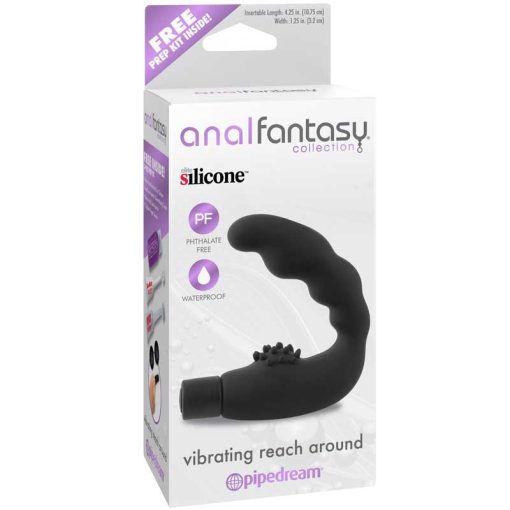 Anal Fantasy Collection Silicone Vibrating Reach Around Prostate Massager Black
