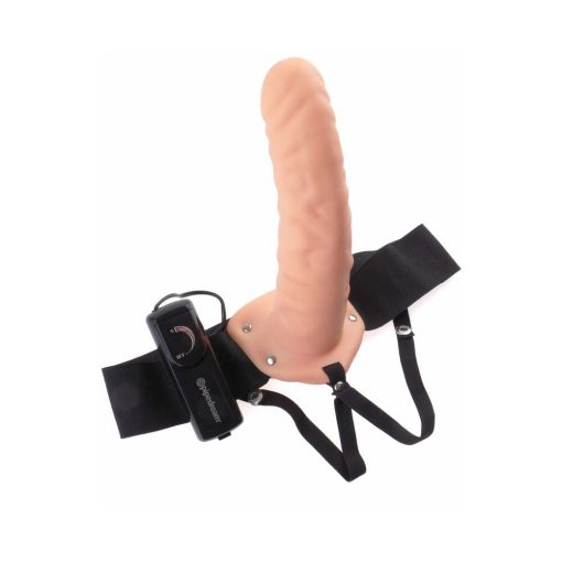 Fetish Fantasy Series 8 In. Vibrating Hollow Strap-On Beige/Black - Image 2
