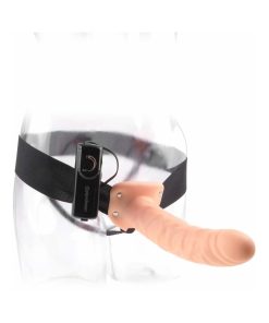 Fetish Fantasy Series 8 In. Vibrating Hollow Strap-On Beige/Black