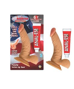 All American Whoppers 6.5 In. Curved Dong With Balls + Cherry Anal-Ese