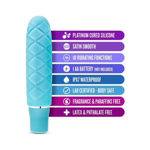 Luxe Cozi Mini Silicone Slimline Vibrator Aqua - Image 5