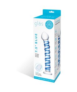 Glas 7.5 In. Blue Spiral Glass Dildo