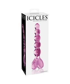Icicles No. 43 Glass Massager With Heart-Shaped Handle Pink